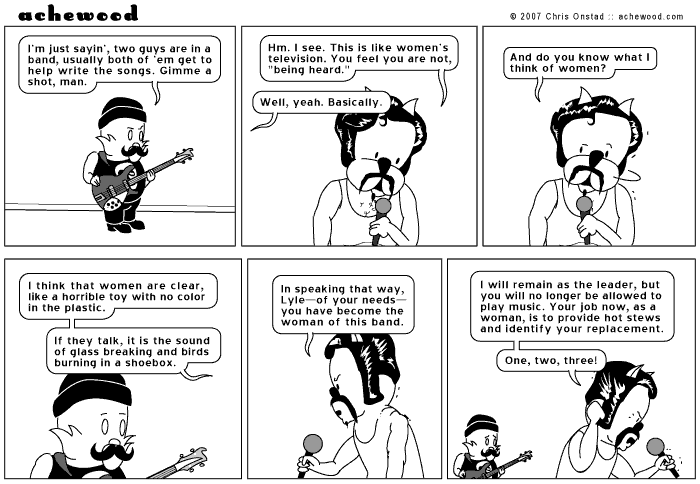 A woman's voice is crime and siren in one. comic