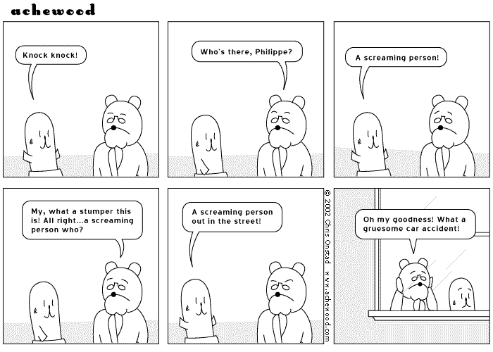 A knock-knock joke. You like those, don't you? comic