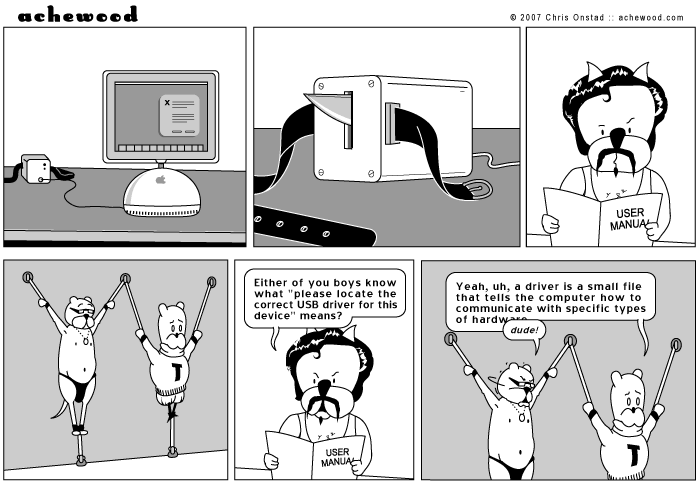 His jackassed developer forgot to give him the final rev of the driver! comic