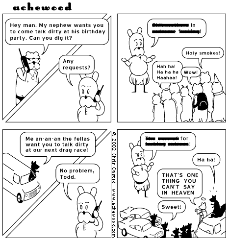 The one in the briefs is a cat. The three new characters are all cats. comic