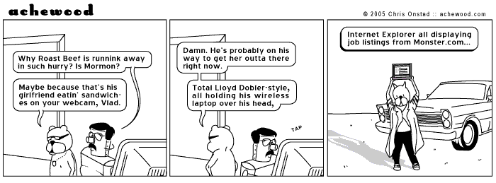 Lost new-wave guy still throwing up in the backseat of the Galaxie comic