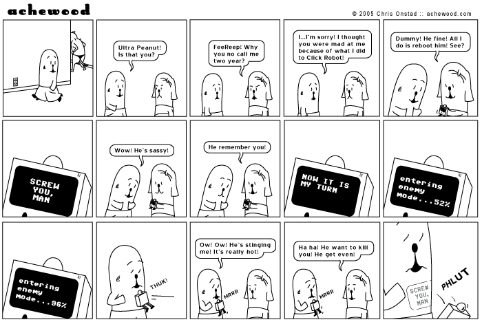 You can reboot Click Robot, but he is still mad at you. comic