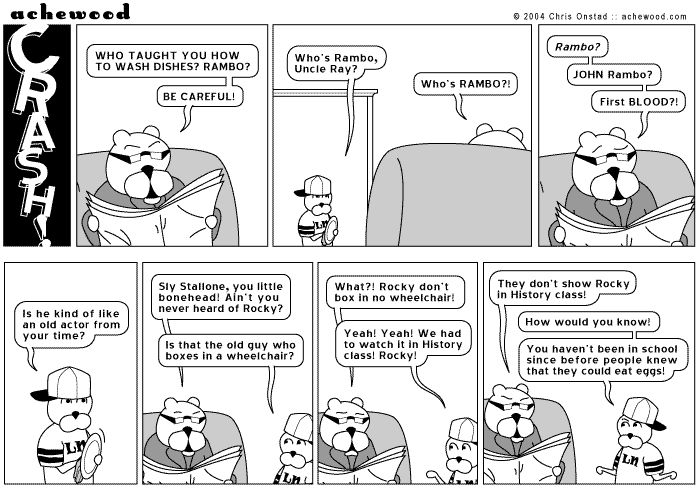 Rocky does not box from a wheelchair. comic
