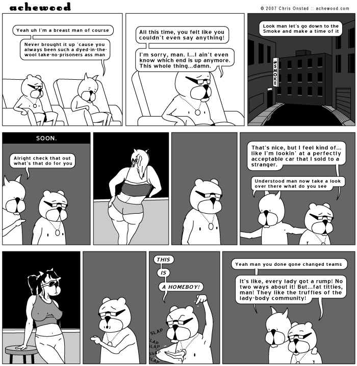 After much deliberation, Achewood has come out in favor of fat titties. comic