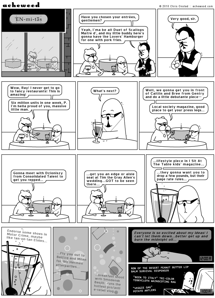 The best part about fame is that there's ice in the urinal. comic