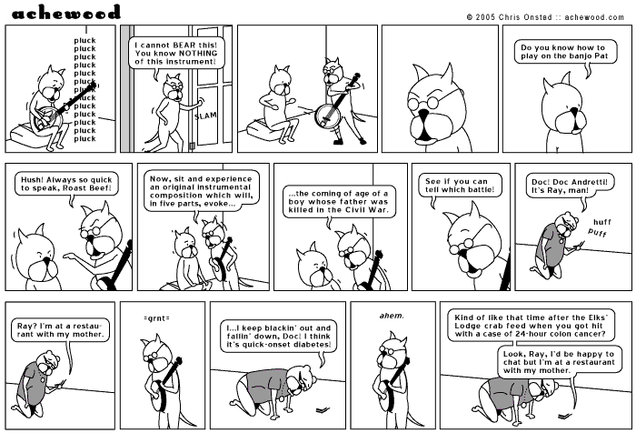 Pat's solo banjo explorations are worse than any James Iha album comic