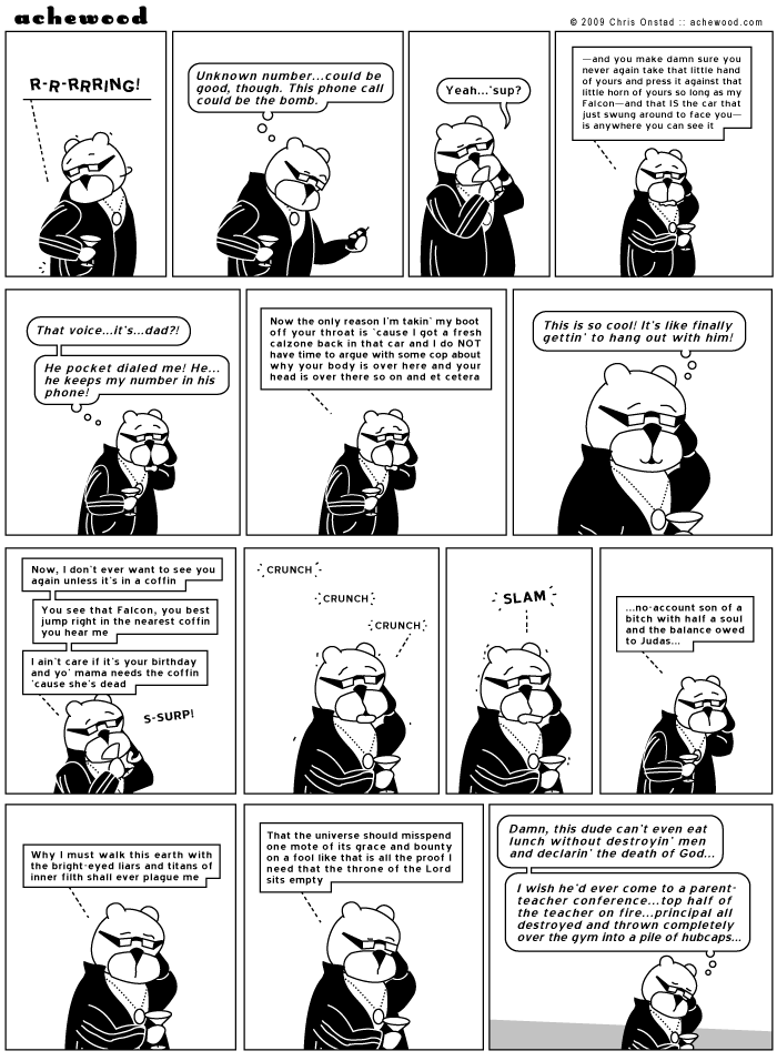 Ramses only has an outer monologue. He is ashamed of the world, not himself. comic