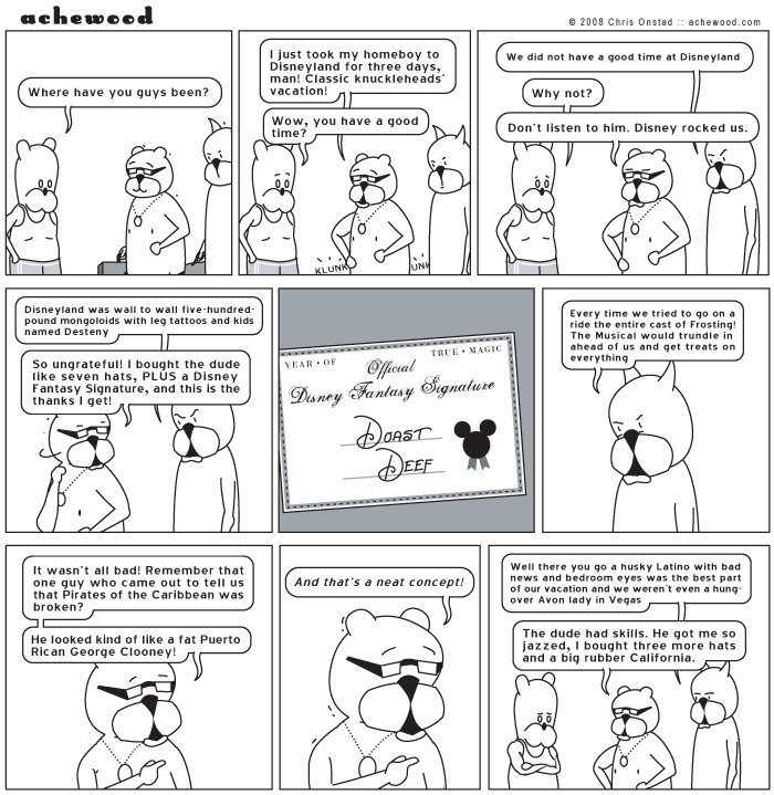 The larger rubber California would not fit in Ray's carry-on. comic
