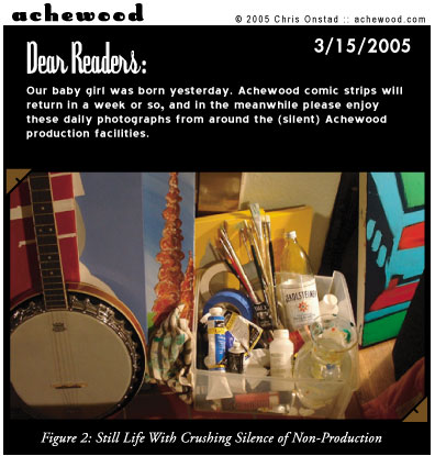 The paints lay drying on the brush; the banjo plied not its evil trade. comic
