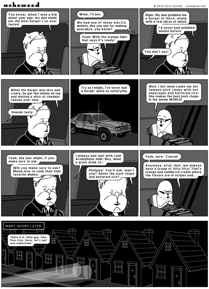 Steve also needs to empty the Stop-free In-motion Slopless re-percolating Convenience Tank, but that's largely not Philippe's fault. comic
