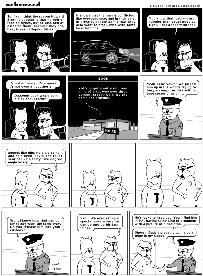 CHORUS -- Cor-neeel-yus, Don't dooo it, Don't ur-ine in the Cad-dy comic