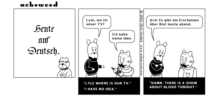 Come monday, what language? What stories of the weekend? comic