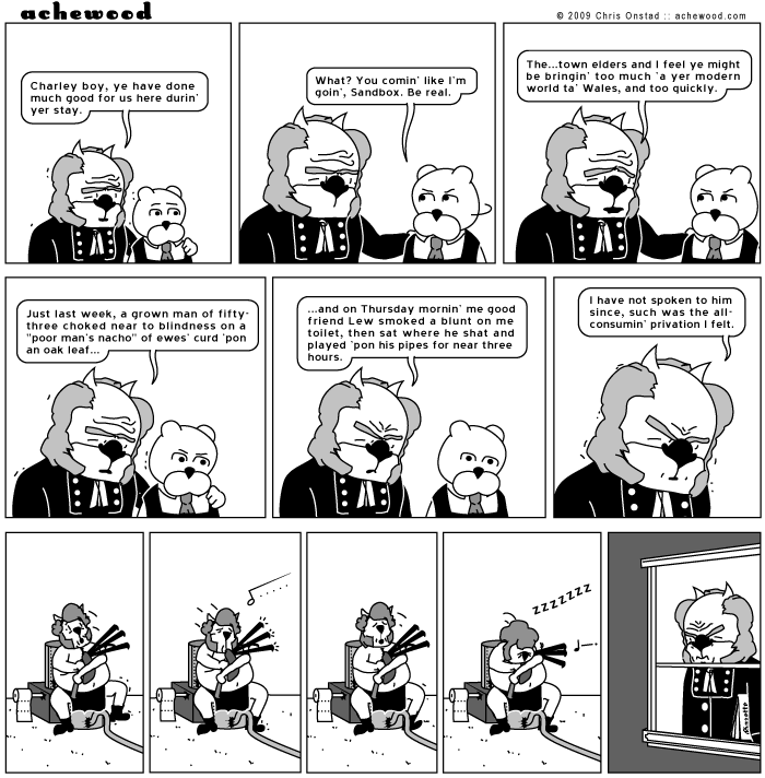 Is Iorwerth 53, and what's under his arm? Is that the...Gazette? comic