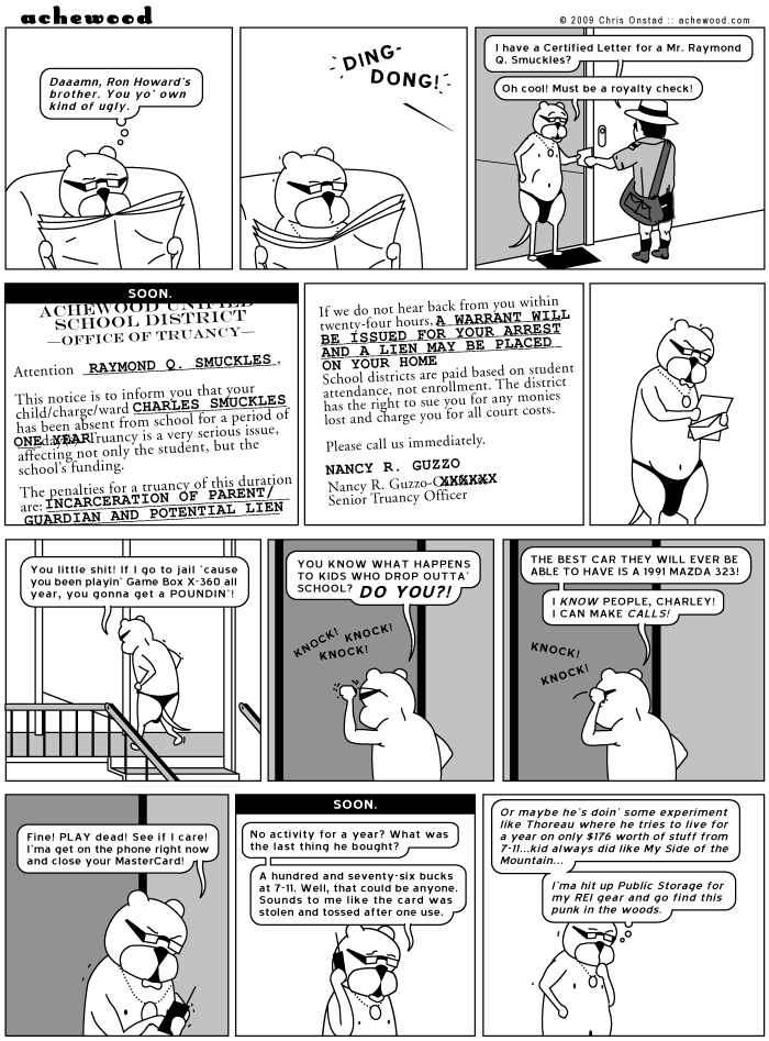 Pat recently tried to make Ray read Walden, but Ray eventually just wrapped the thing up in duct tape and threw it over his neighbor's house. comic