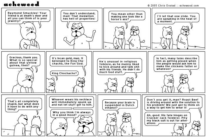 Mr. Bear is such an asshole he won't believe in Ray's necklace! comic