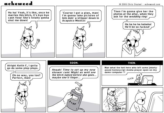 Showbiz doth burn the shower cam at both ends. comic
