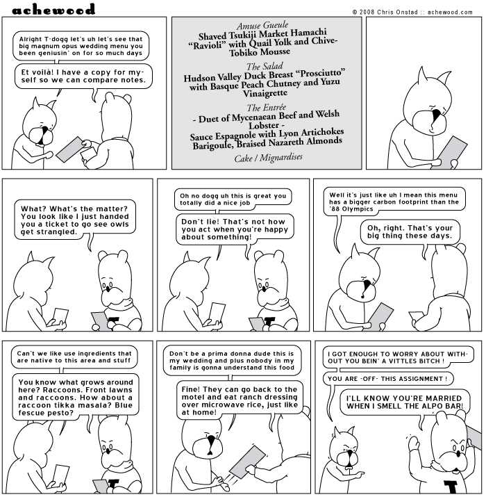The small bear is being unreasonable because he wants to show off. comic