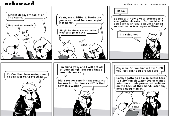 No one has ever called Dilbert a horse dogg maniac. comic