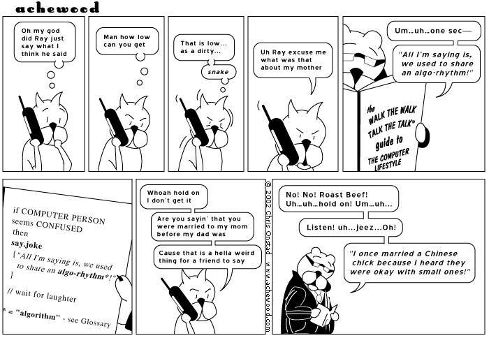 At one point the joke relied on the homonym 'unix' comic