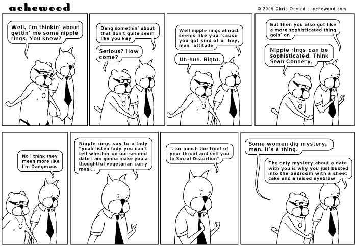 The short, main cat loves to get horny about women sitting on cakes. comic