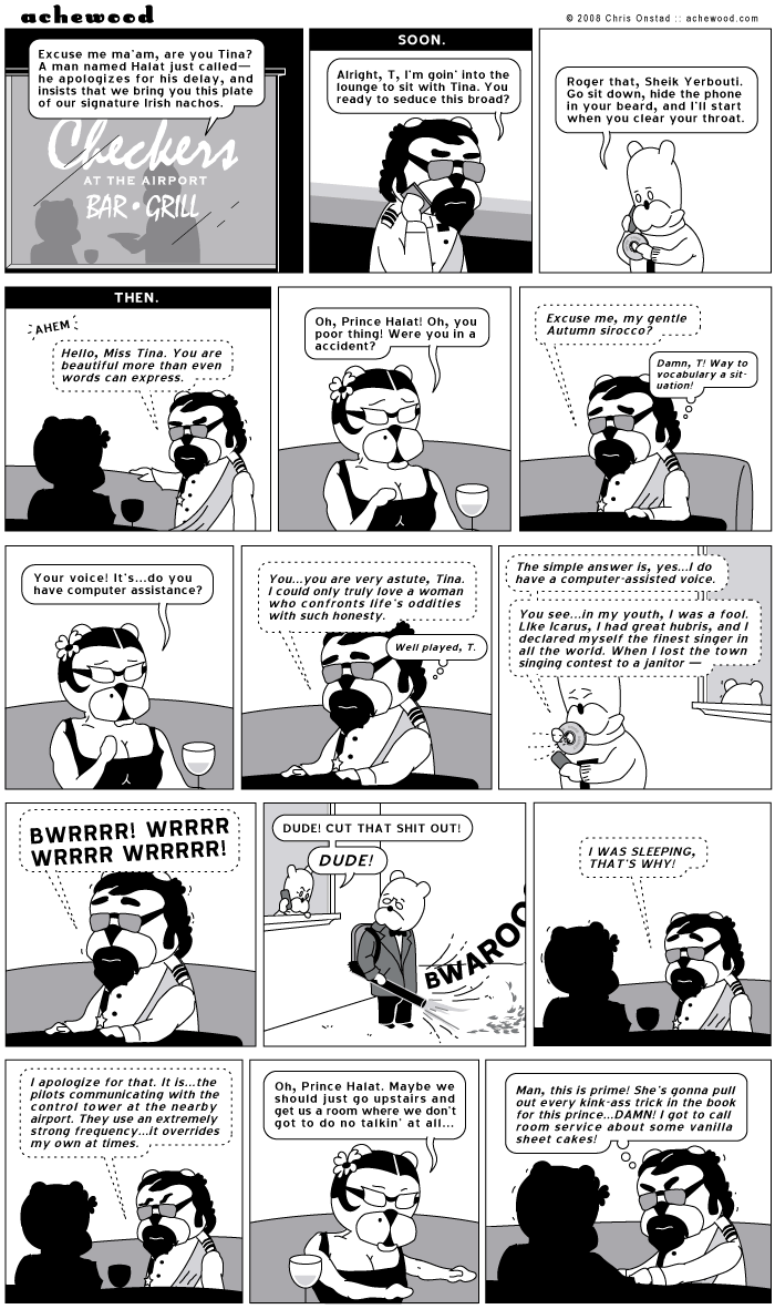 Téodor makes love to her through Ray's beard. comic