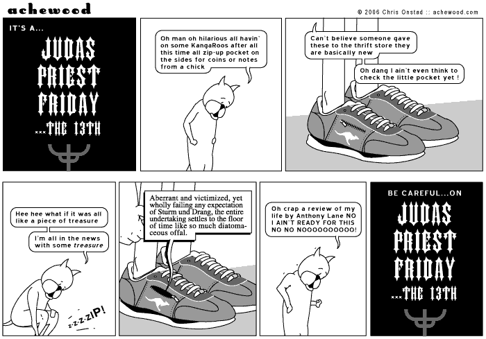 The cat's life is denigrated by Anthony Lane. comic
