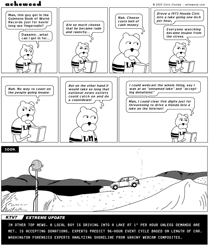 A boy has threatened to drive a car into a lake on the Internet. comic