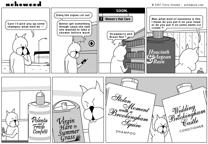 Women like shampoo and conditioner set concepts that transport them to a romanticker time. comic