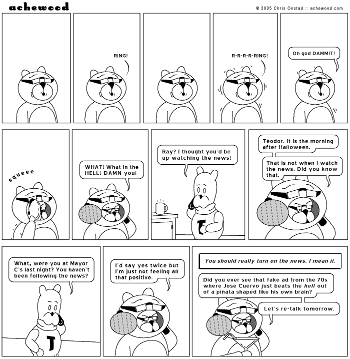 Ray double-sized himself for halloween, except for his liver. comic
