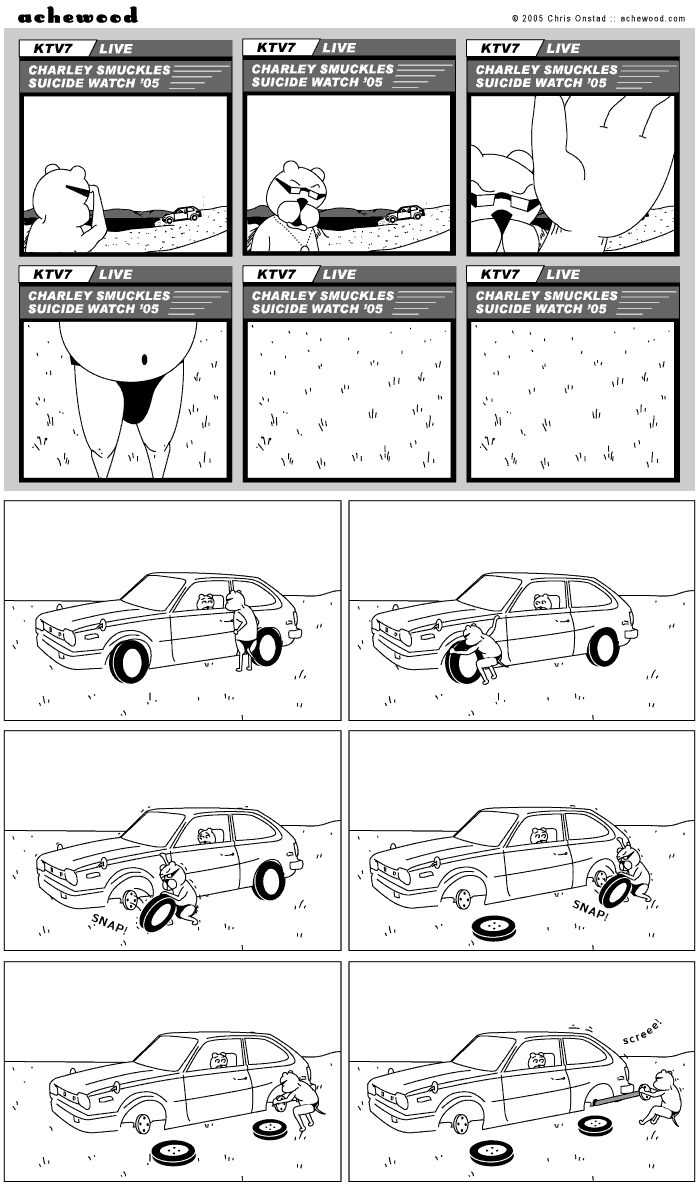 I don't care what you say or who you thought you knew you were - - Ray Smuckles is destroying this car. comic