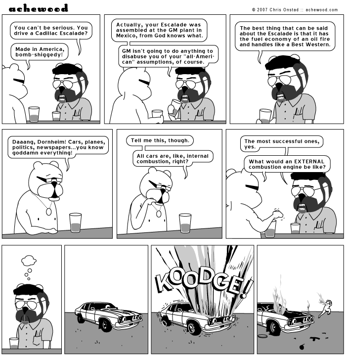 Dornheim and Ray will not start a company which manufactures external combustion engines. comic
