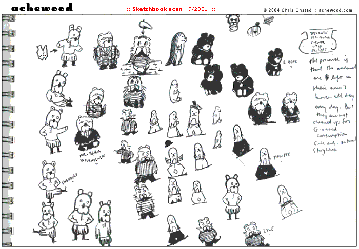 Scan of first character study page comic
