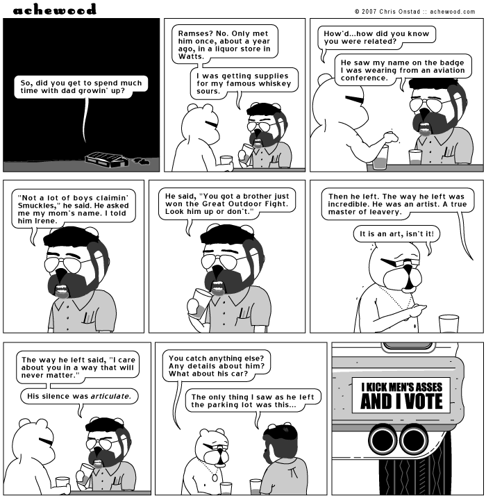 Clearly, Ramses will only vote for the candidate who supports the ass kicking initiative. comic