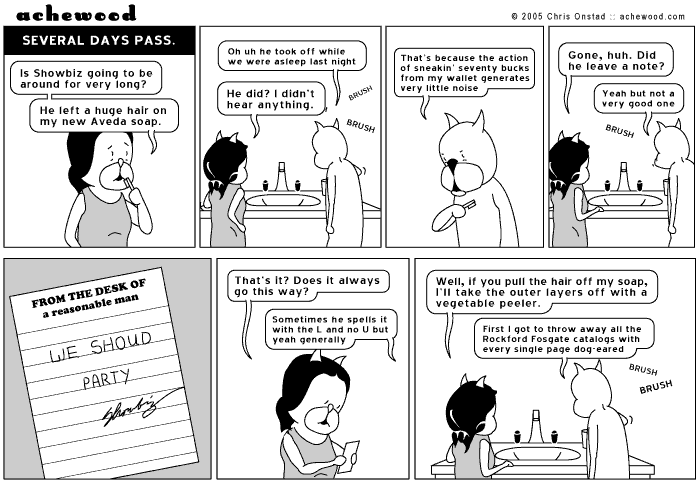 Mollys not fooling anyone, she's going to throw that $13 bar of soap away. comic