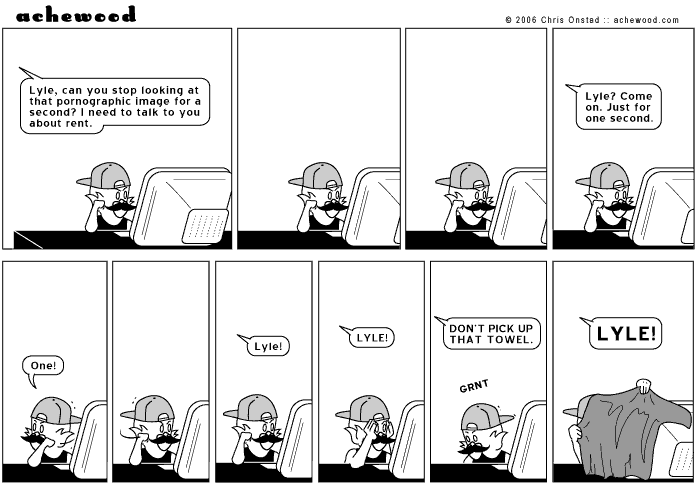 Lyle absolutely loves pornography. comic