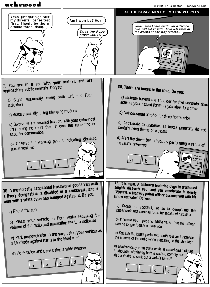 Question 30: a. It's the same all over the world. The blind man is a red herring. comic
