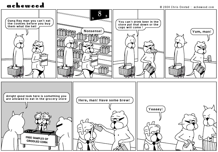 The little corn salesman loves to drink the beer comic