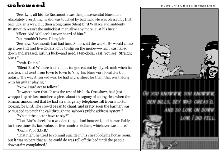 Rustmouth's tune is sung to the cadence of Goodnight, Irene. comic